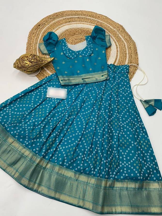 Ajd 7924 Heavy pure bandhani weaving silk Kids Girls Lehenga Choli Wholesale Online
